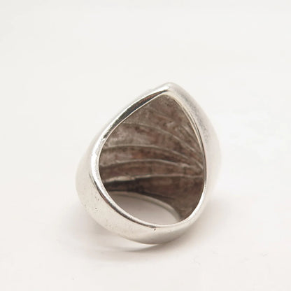 925 Sterling Silver Vintage Ribbed Wide Ring Size 6