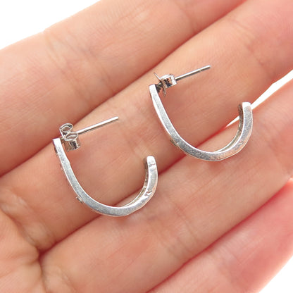 925 Sterling Silver Vintage Greek Key Hoop Earrings