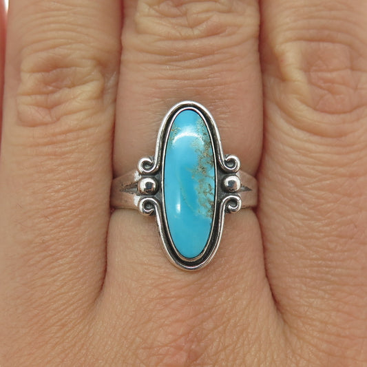 BELL TRADING POST Old Pawn 925 Sterling Silver Mountain Turquoise Ring Size 7.25