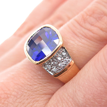 925 Sterling Silver Gold Plated Purple & White C Z Ring Size 7