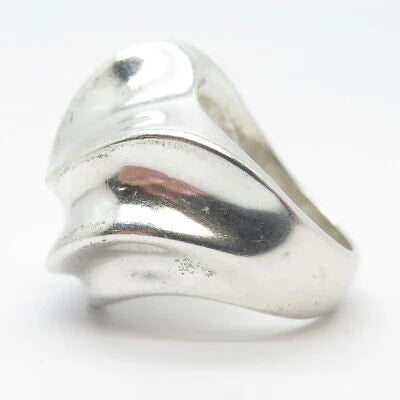 925 Sterling Silver Vintage Mexico Ribbed Modernist Ring Size 6.5