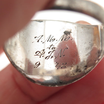 925 Sterling Silver 2-Tone Antique WWII US Army Eagle Oxidized Ring Size 10