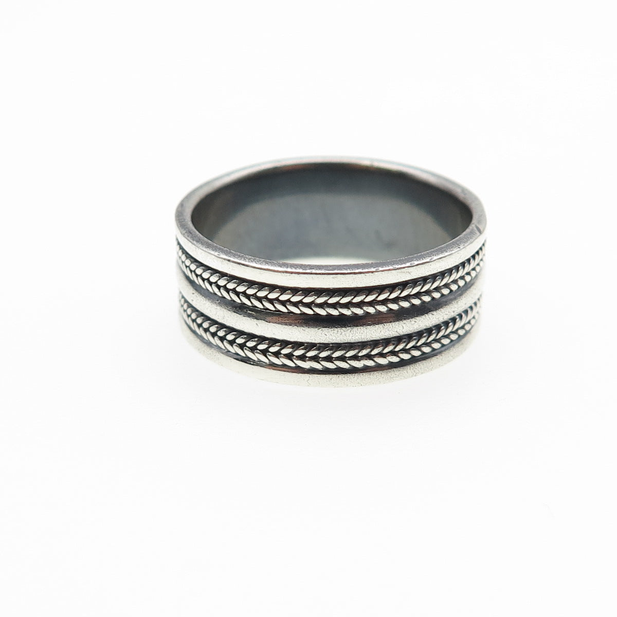 925 Sterling Silver Vintage Wheat Oxidized Band Ring Size 7.75