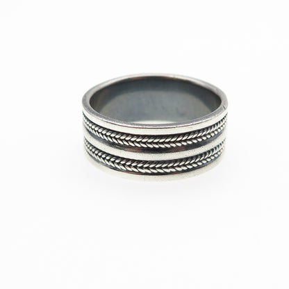 925 Sterling Silver Vintage Wheat Oxidized Band Ring Size 7.75