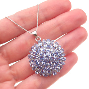 925 Sterling Silver Real Multi-Cut Tanzanite Box Chain Necklace 18-20"