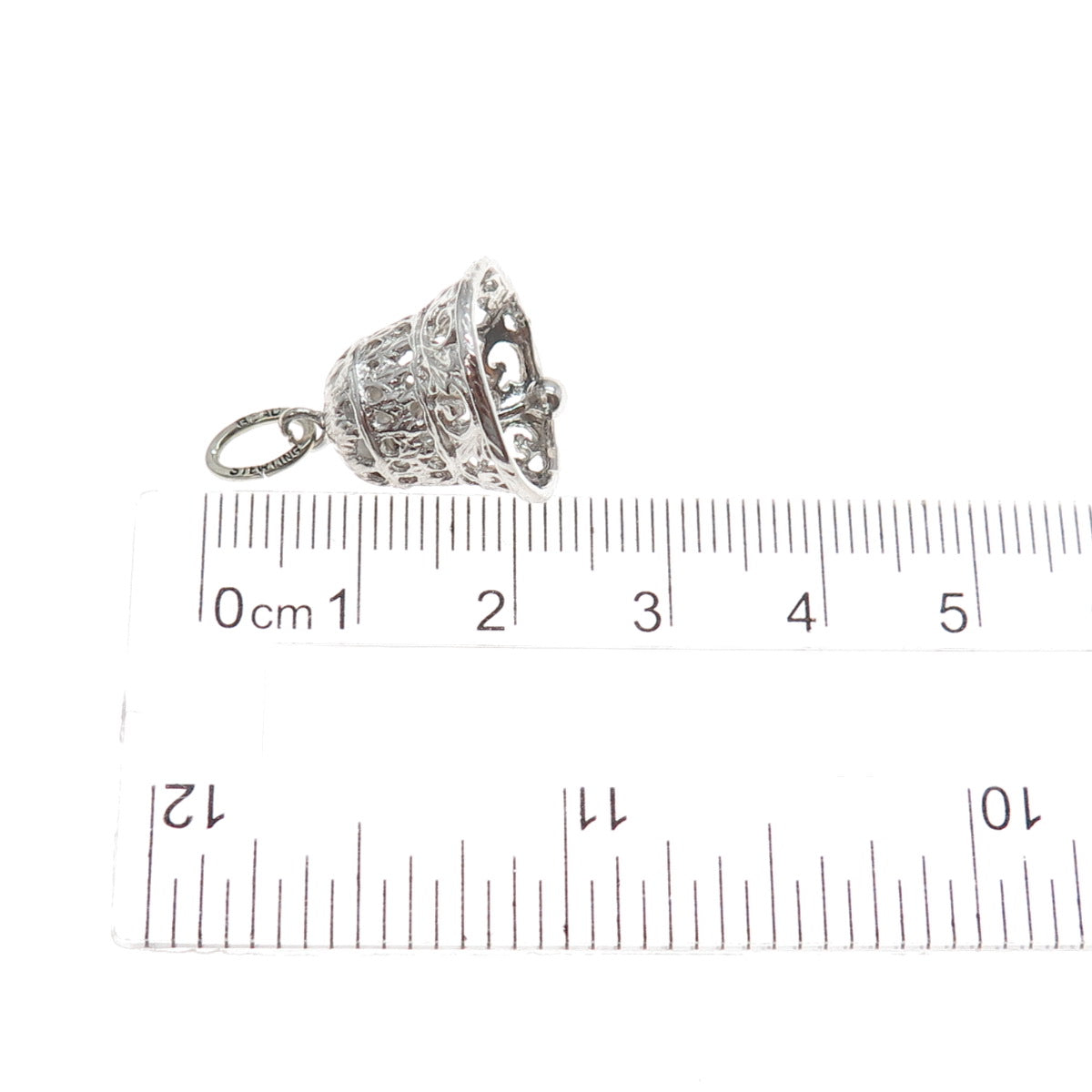 BEAU 925 Sterling Silver Vintage Bell Minimalist 3D Charm Pendant