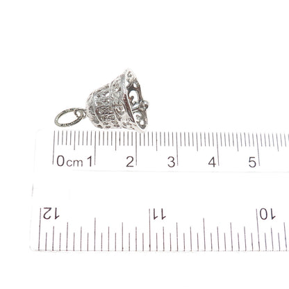 BEAU 925 Sterling Silver Vintage Bell Minimalist 3D Charm Pendant