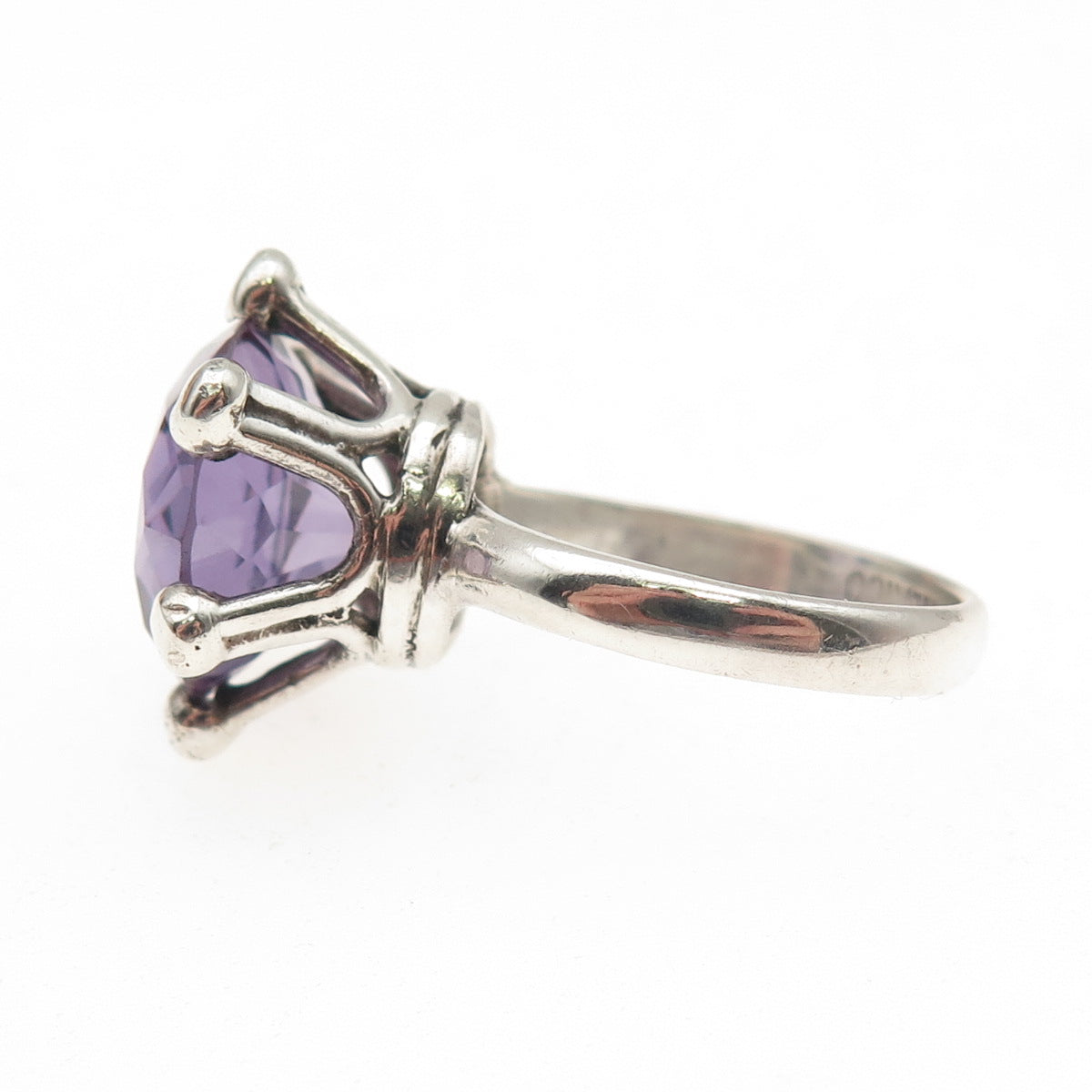925 Sterling Silver Vintage Mexico Lab-Created Peacock Sapphire Ring Size 6.75