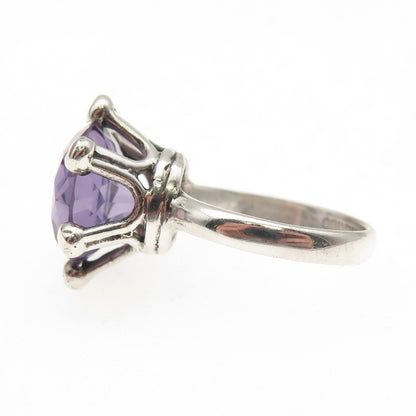 925 Sterling Silver Vintage Mexico Lab-Created Peacock Sapphire Ring Size 6.75