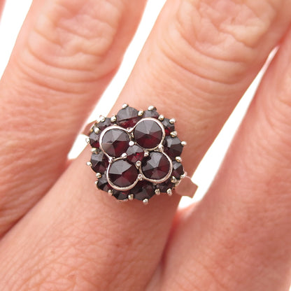 900 Silver Vintage Czechia Real Bohemian Garnet Oxidized Ring Size 6.5