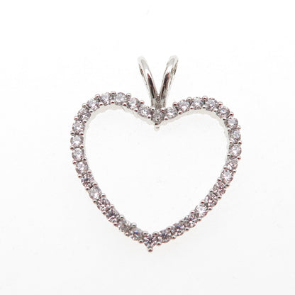 925 Sterling Silver Round-Cut C Z Heart Mini Charm Pendant