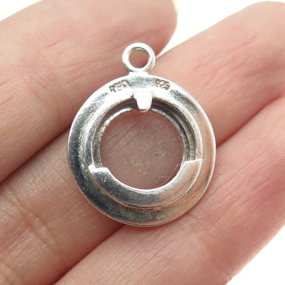 925 Sterling Silver Vintage Picture Frame Round Pendant