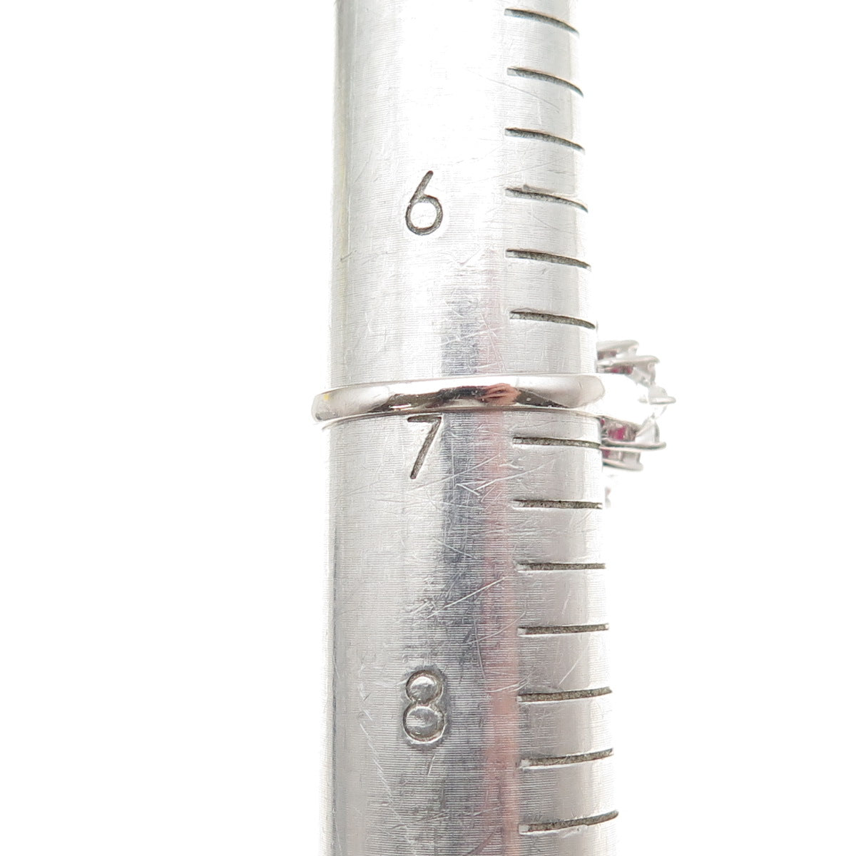 925 Sterling Silver Lab-Created Ruby & C Z Ring Size 6.75