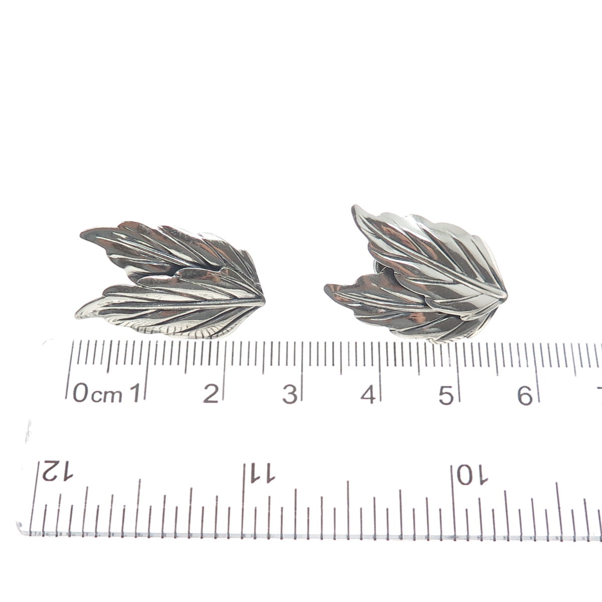 DANECRAFT 925 Sterling Silver Antique Art Deco Floral Leaf Screw Back Earrings