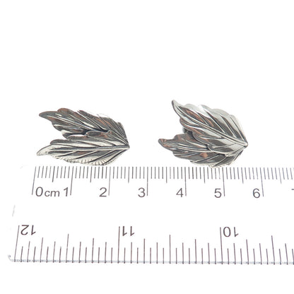 DANECRAFT 925 Sterling Silver Antique Art Deco Floral Leaf Screw Back Earrings