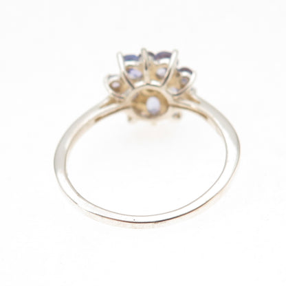 Chuck Clemency 925 Sterling Silver Real Tanzanite Floral Ring Size 7.25