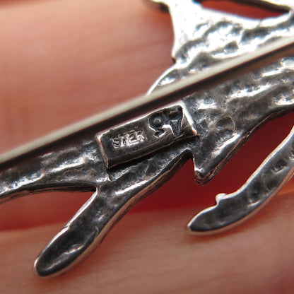 925 Sterling Silver Vintage Ballerina Oxidized Pin Brooch / Pendant
