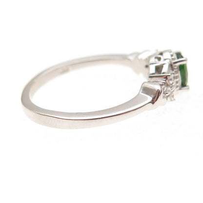 Chuck Clemency 925 Sterling Real Peridot & White Topaz Floral Ring Size 8.25