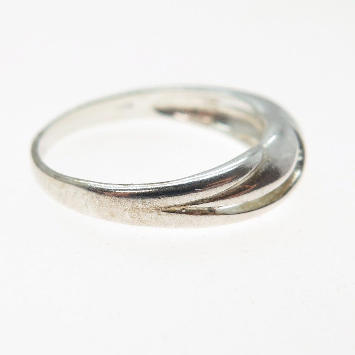 925 Sterling Silver Vintage Modernist Wavy Ring Size 8.25