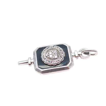 COLLEGE SEAL & CREST 925 Sterling Vintage Real Onyx Mt. St. Mary College Pendant