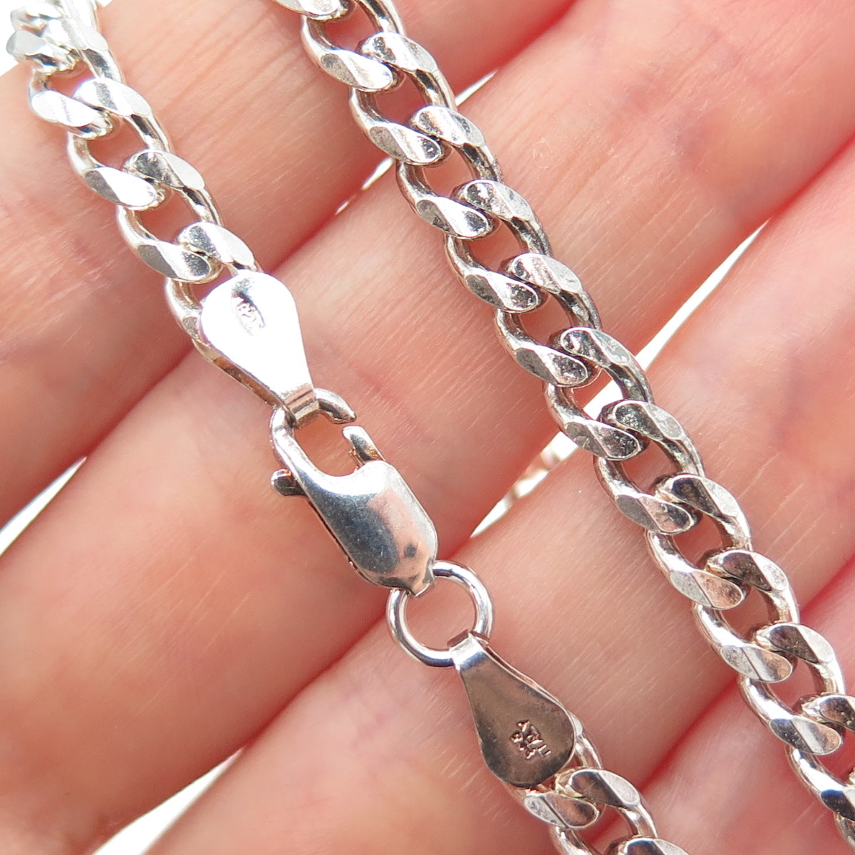925 Sterling Silver Vintage Italy Cuban Chain Necklace 18"