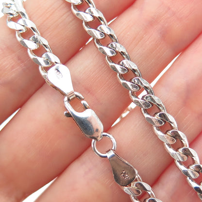 925 Sterling Silver Vintage Italy Cuban Chain Necklace 18"