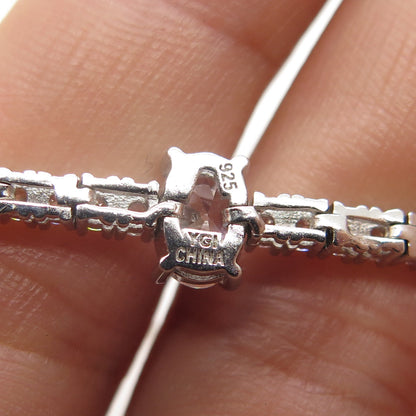 925 Sterling Silver Oval & Round-Cut C Z Tennis Bolo Adjustable Bracelet 6-9"