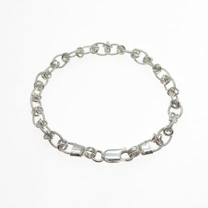 925 Sterling Silver Vintage Twisted Knot Oval Link Bracelet 7.25"
