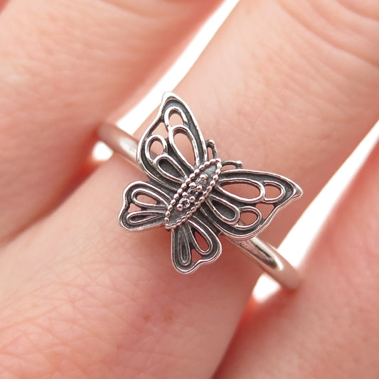 PANDORA 925 Sterling Silver Round-Cut C Z Butterfly Ring Size 8.25