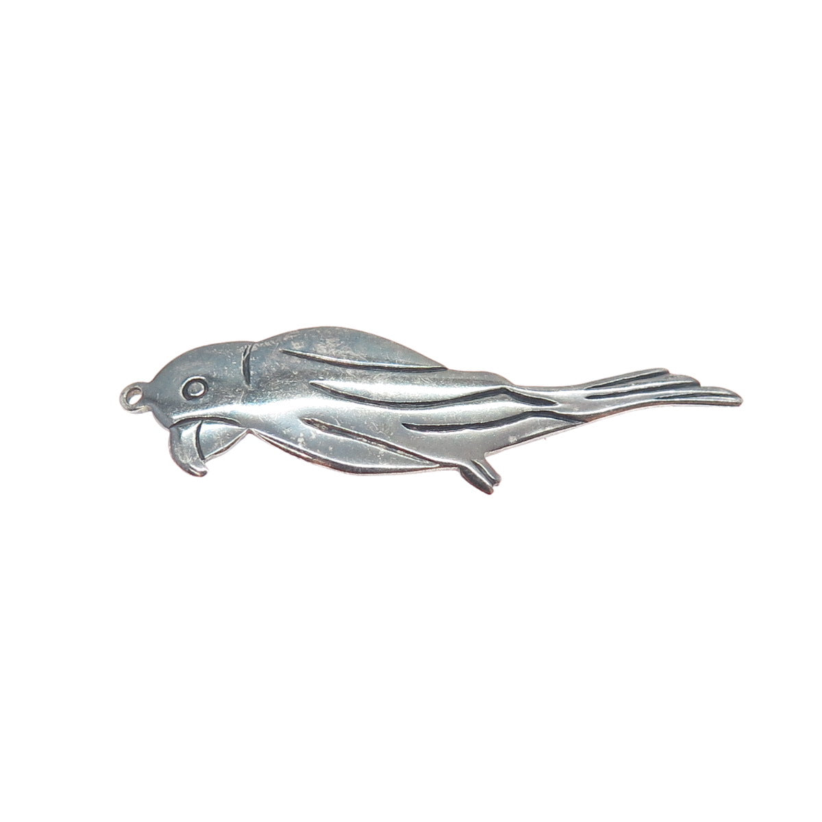 925 Sterling Silver Vintage Parrot Bird Oxidized Charm Pendant