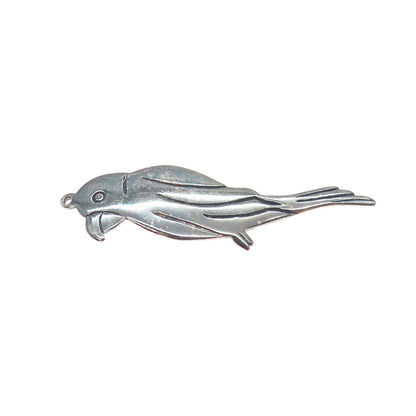 925 Sterling Silver Vintage Parrot Bird Oxidized Charm Pendant