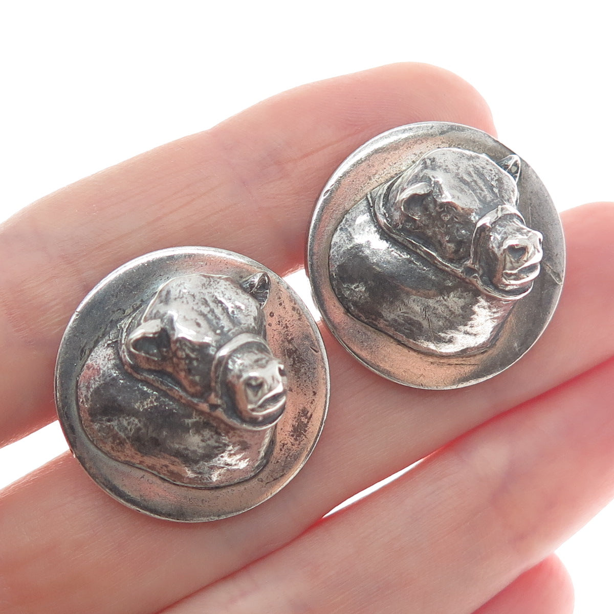 CINI 925 Sterling Silver Antique Bull's Head Oxidized Cufflinks