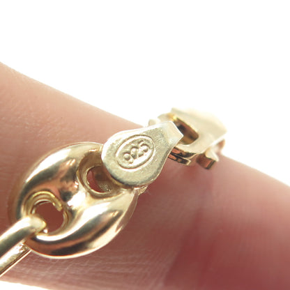925 Sterling Silver Gold Plated Anchor Mariner Link Anklet / Bracelet 9"