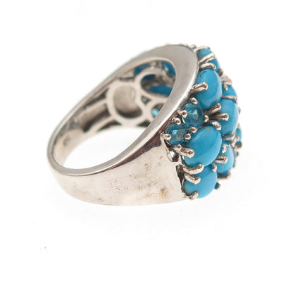 Chuck Clemency 925 Sterling Real Sleeping Beauty Turquoise & Apatite Ring Size 8