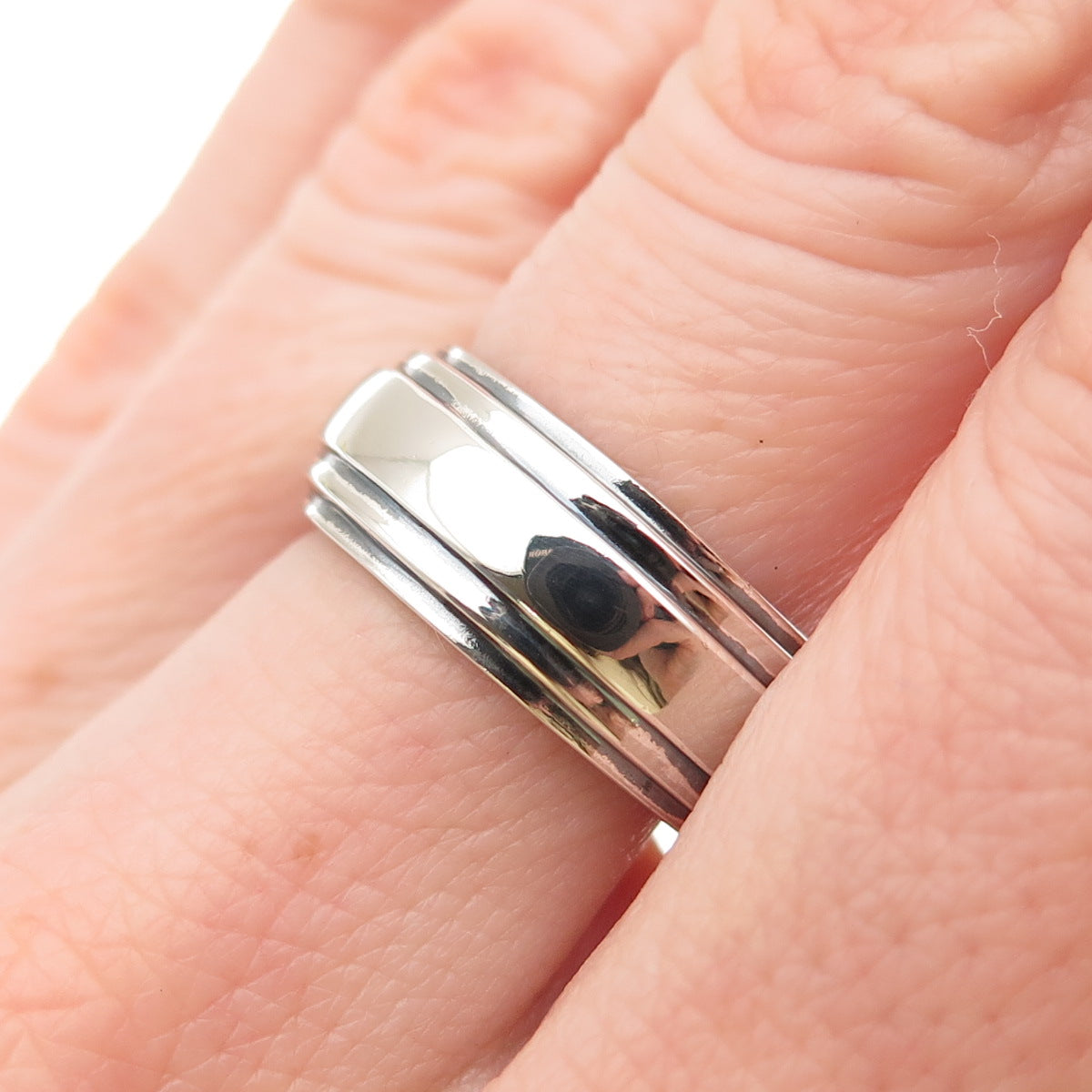 Chapal Zenray 925 Sterling Silver Vintage Modernist Oxidized Band Ring Size 7