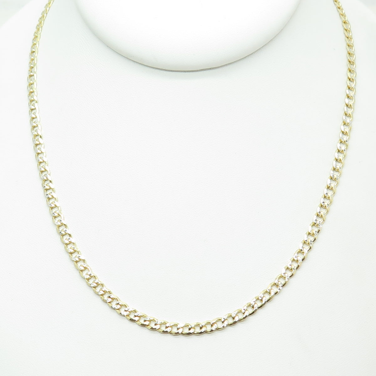 P. LUX 925 Sterling Silver Gold Plated Italy Diamond-Cut Curb Chain Necklace 24"