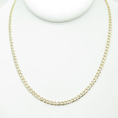 P. LUX 925 Sterling Silver Gold Plated Italy Diamond-Cut Curb Chain Necklace 24"