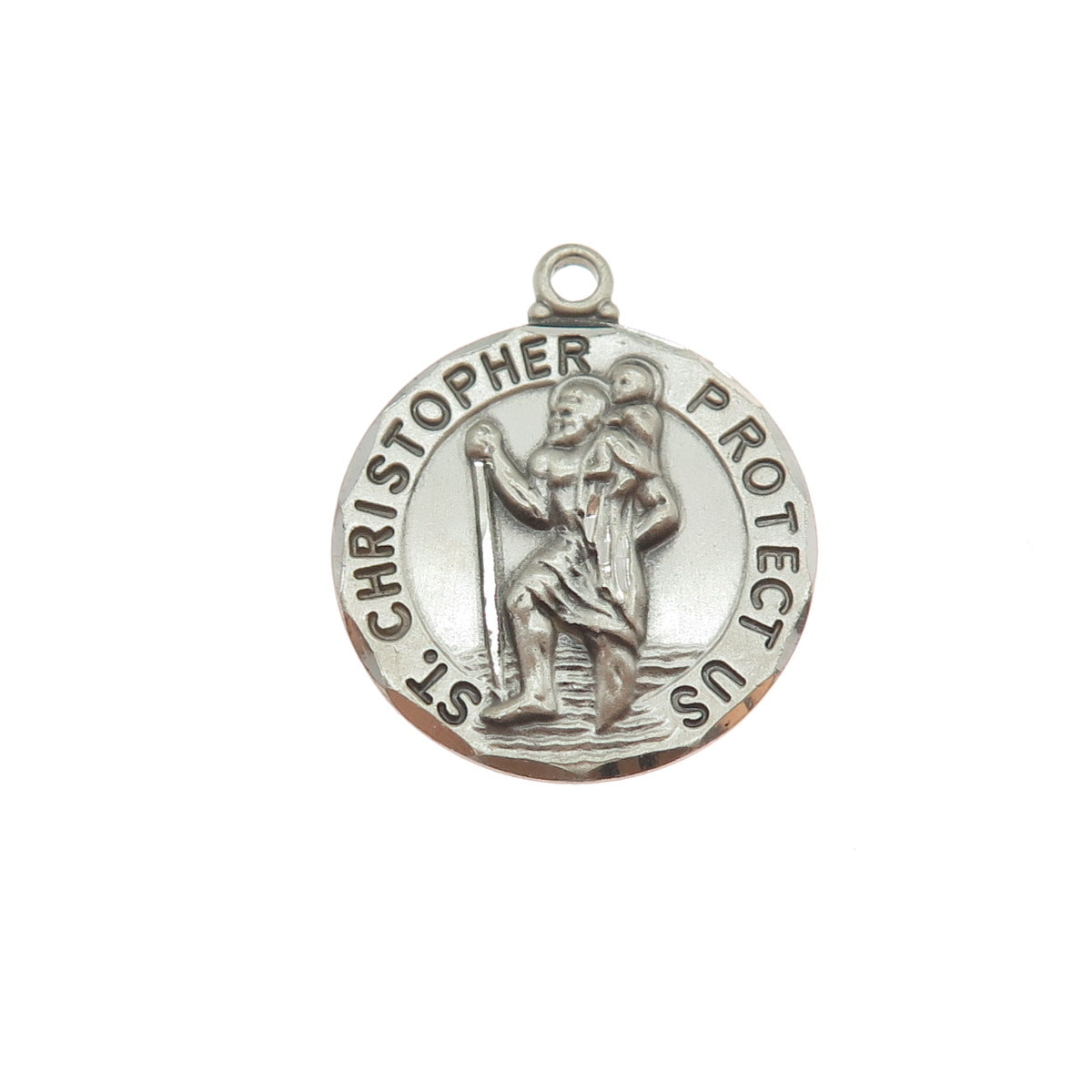 TRU-KAY 925 Sterling Silver Vintage St. Christopher Mini Charm Pendant