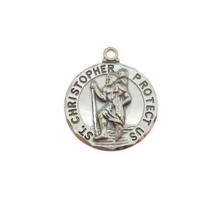 TRU-KAY 925 Sterling Silver Vintage St. Christopher Mini Charm Pendant