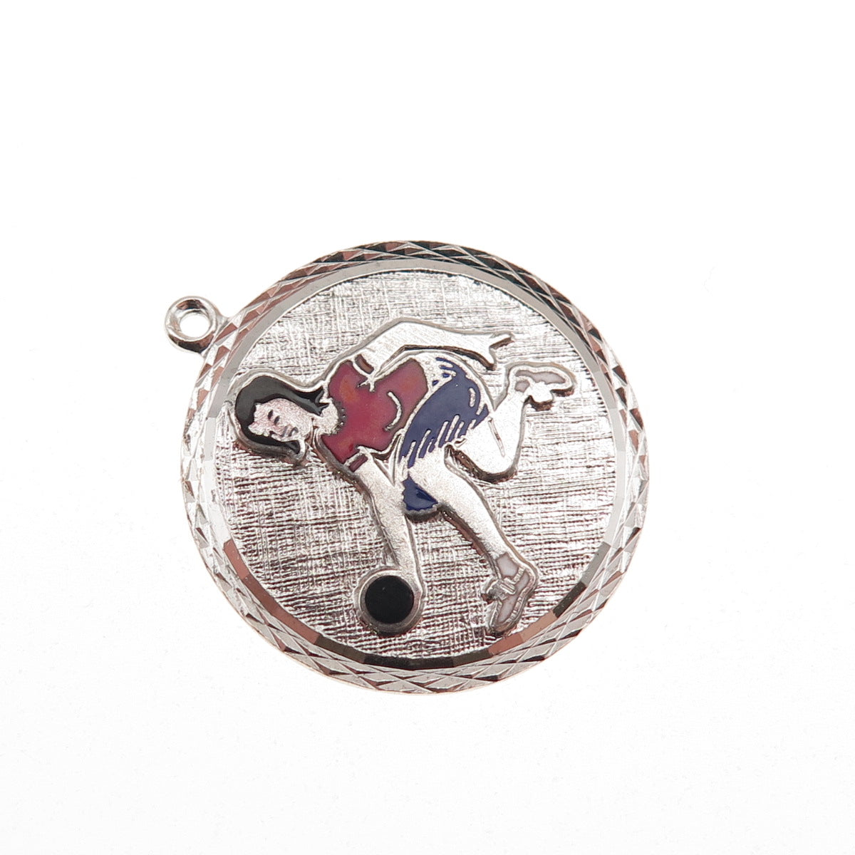 Griffith & Co. 925 Sterling Silver Vintage Enamel Female Bowling Player Pendant
