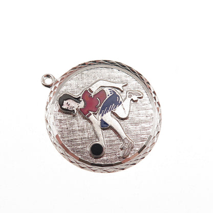 Griffith & Co. 925 Sterling Silver Vintage Enamel Female Bowling Player Pendant