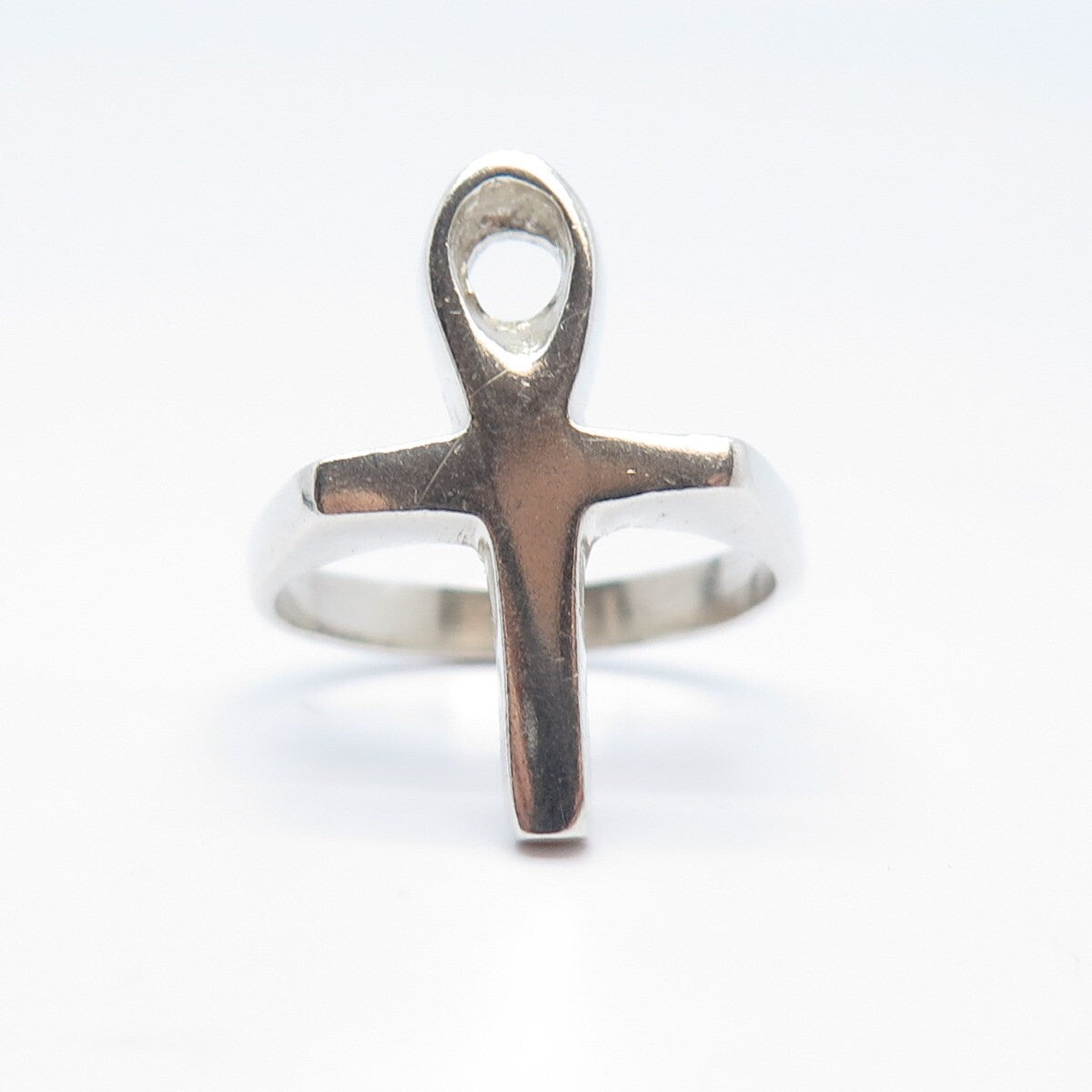 925 Sterling Silver Vintage Mexico Cross Ring Size 8.25