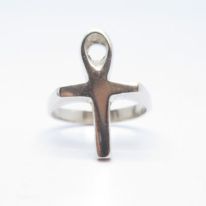 925 Sterling Silver Vintage Mexico Cross Ring Size 8.25