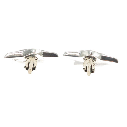 ZINA 925 Sterling Silver Vintage Modernist Star Oxidized Clip On Earrings