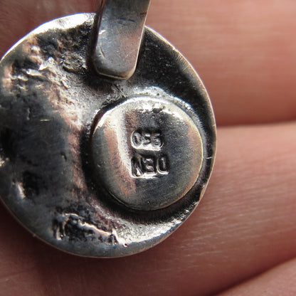 DEN 950 Silver Vintage Real Pearl Textured Pendant