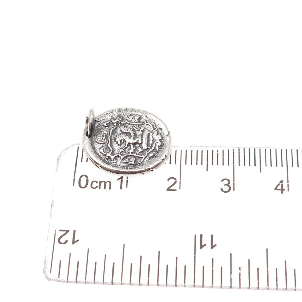 925 Sterling Silver Vintage Griffin Wax Seal Crest Oxidized Charm Pendant