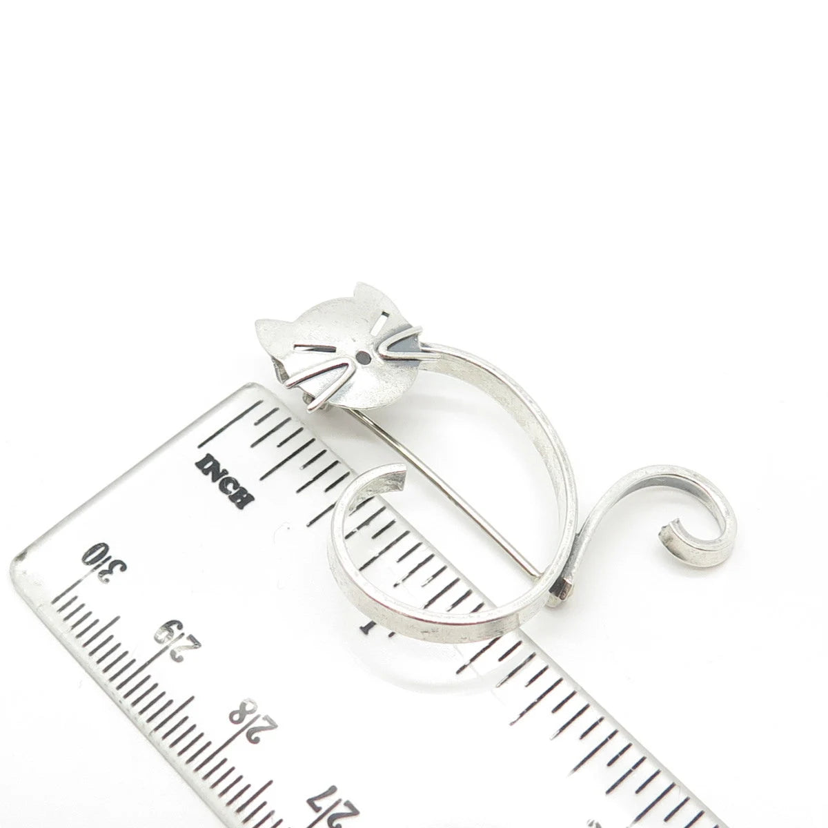 925 Sterling Silver Vintage BEAU Cat / Kitty Pin Brooch
