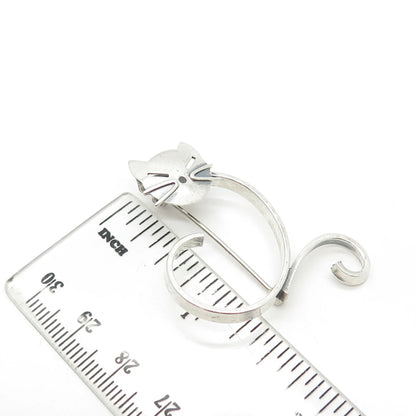 925 Sterling Silver Vintage BEAU Cat / Kitty Pin Brooch