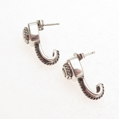 925 Sterling Silver Vintage Real Peridot Oxidized Claw Earrings