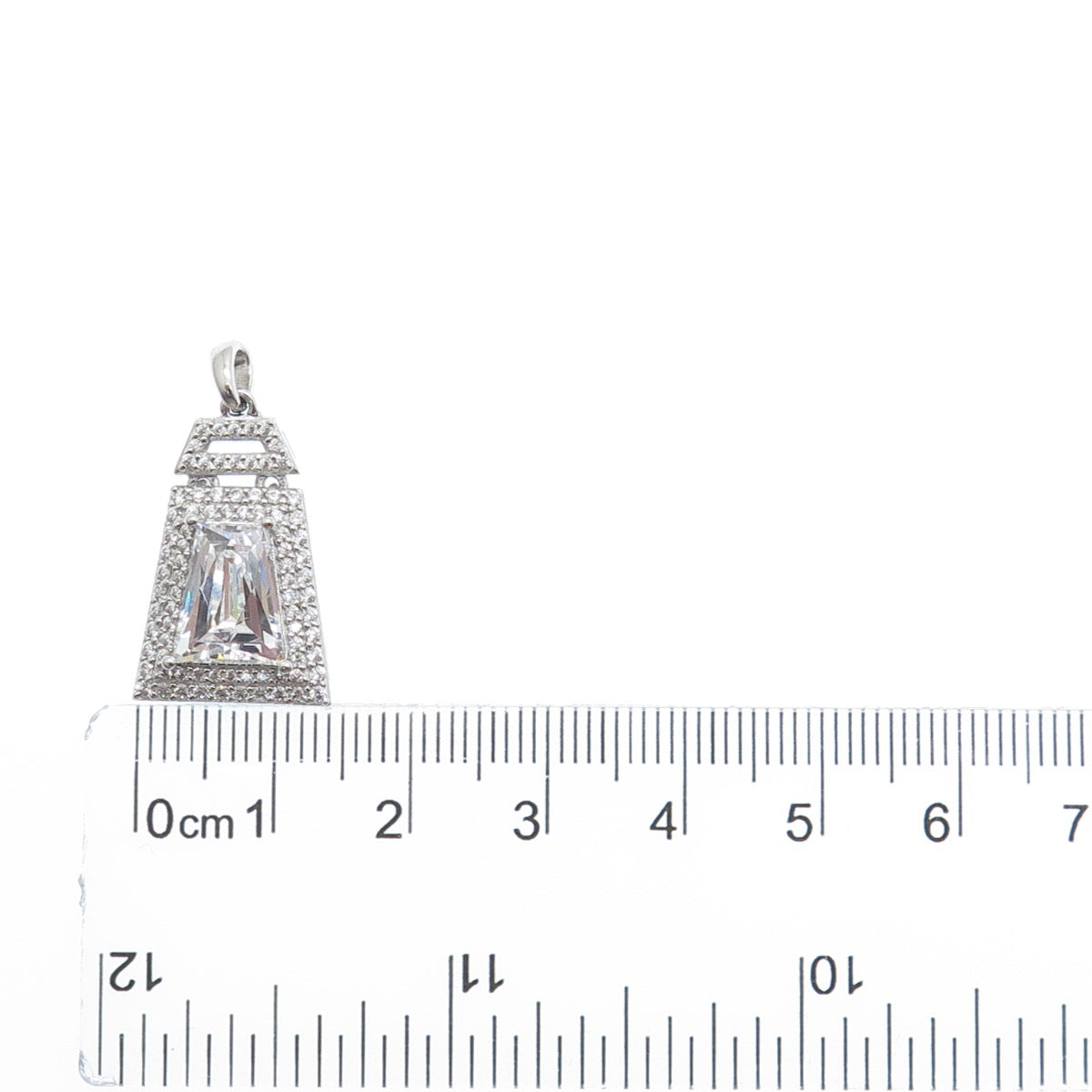 TYCOON 925 Sterling Silver Round & Tapered Baguette-Cut C Z Sparkle Pendant